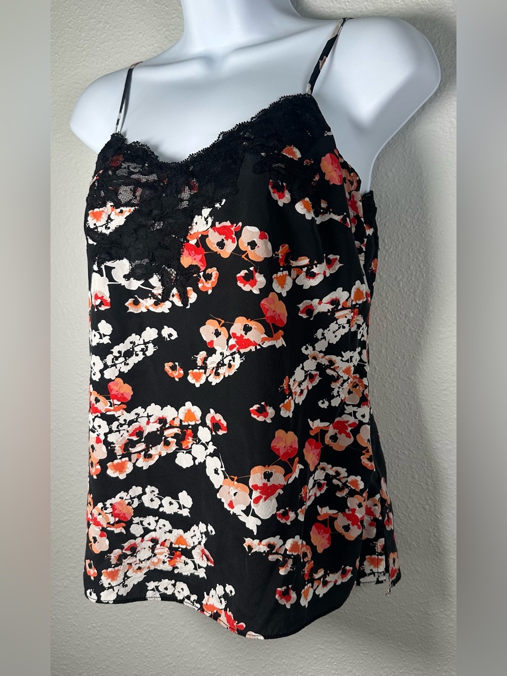 Bebe Black and Peach Floral Camisole Top Size XS